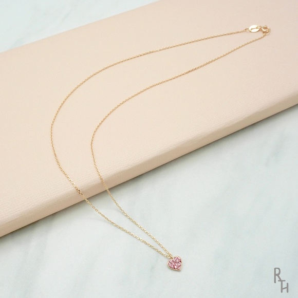 Pink Pavé Heart Necklace | 925 Silver - Picture 2 of 3